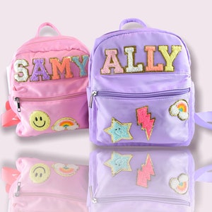 Custom Nylon Mini Backpack with Chenille Letters Personalized backpack with patch letters girls Back to school