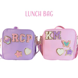 Nylon Lunch Box Lunch Bag chenille patch personalize varsity chenille custom letters & patches for kids girls women school lunchbox