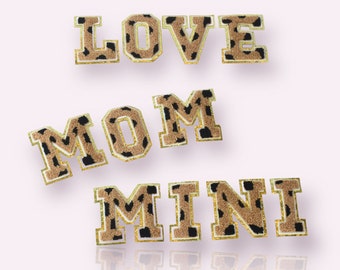 Leopard Chenille Letters Animal Print Iron On Chenille Patches Varsity Patches