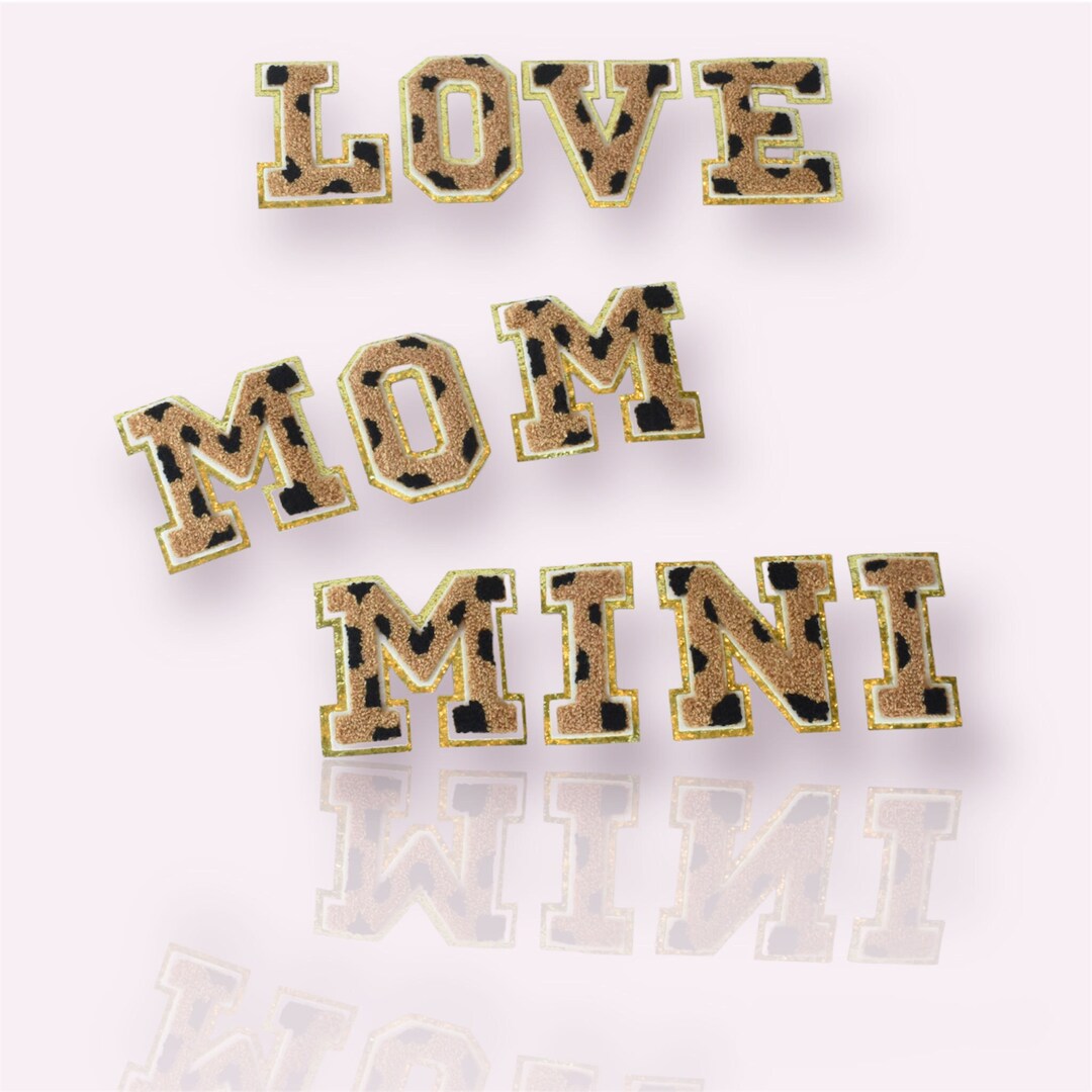 Leopard Chenille Letters Animal Print Iron on Chenille Patches Varsity ...