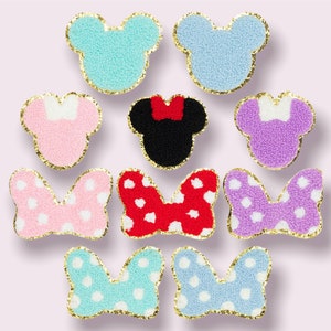 Chenille Iron On patches cute bow and mouse shape patches polka dot bow patches