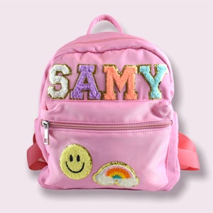 Custom Nylon Mini Backpack With Chenille Letters Personalized Backpack ...