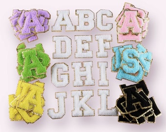 Chenille Iron-on Letter Patch, Iron-on  Letters Varsity Letter for backpack, nylon cosmetic bags, embroidery chenille letter patch
