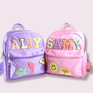 Custom Nylon Mini Backpack With Chenille Letters Personalized Backpack ...