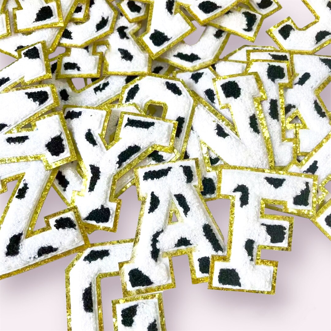 Cow Chenille Letters Animal Print Iron on Chenille Patches Varsity ...