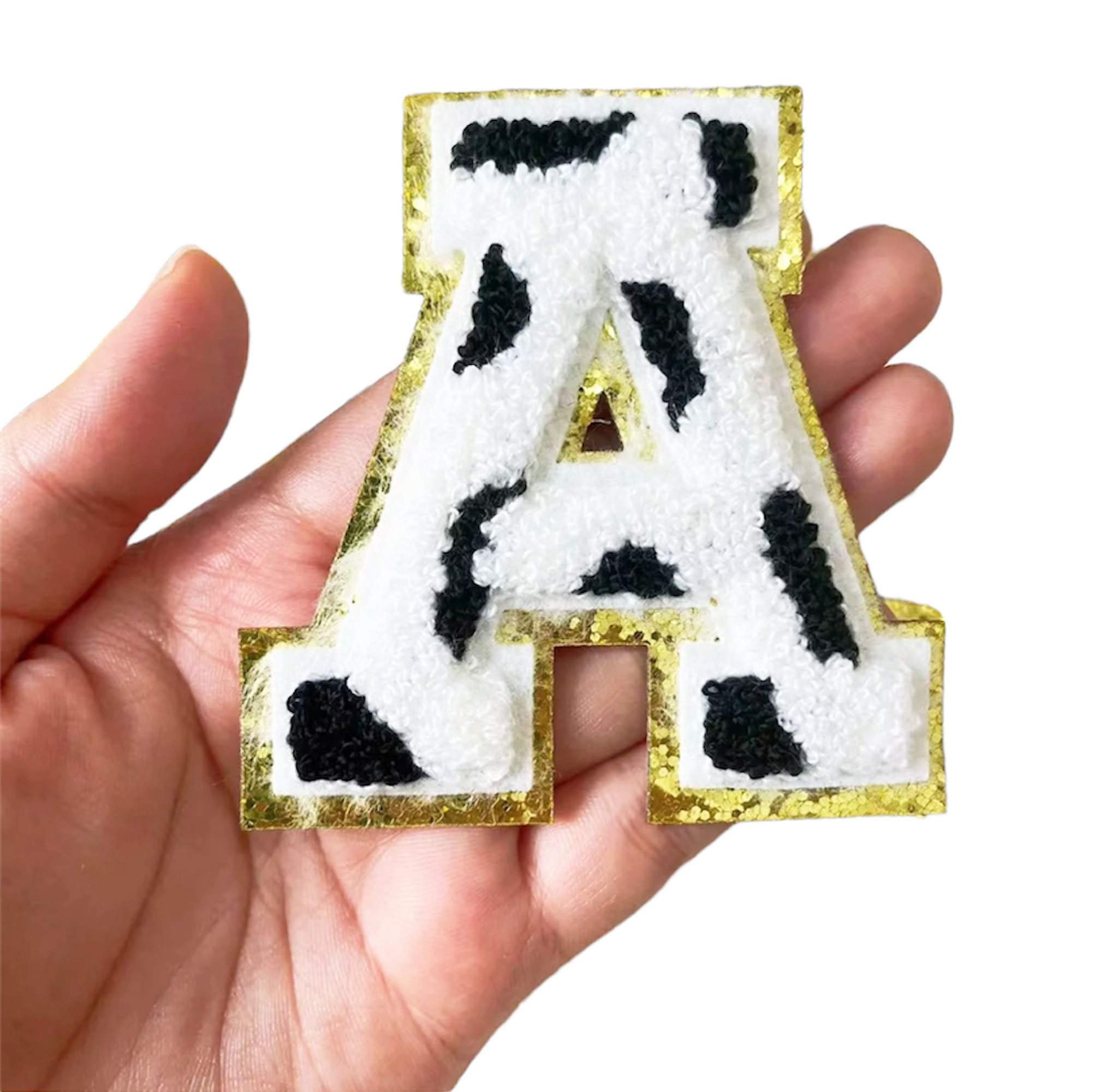  PH PandaHall 26pcs Chenille Letter Patches Cow Printed A-Z  Alphabet Letter Patches Iron/Sew on Clothing Patches Decorative Cow Patches  for DIY Craft Clothing Bag Hat Jeans Backpack, 2.5~3x1~3.1