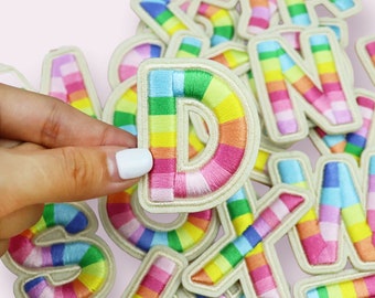 Rainbow Chenille Letters Self-Adhesive Colorful Patch Letter Sticker Letters for custom personalize bags, pouches varsity letters