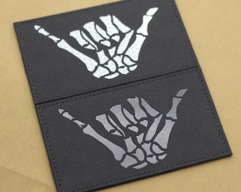 Skelett Shaka Hang Loose-märke IR-strids-ID-märke Militärt märke Infrarött taktiskt märke Reflekterande märke Laserskärna märken - 7,5 x 13,5 cm