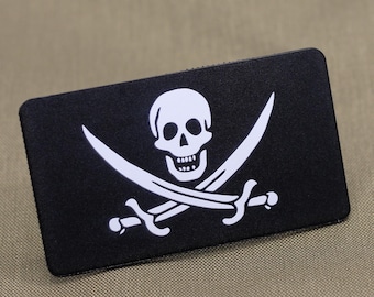 Patch d'impression de logo personnalisé Patchs personnalisés Patch logo pirate Patch indicatif tactique militaire 2 x 3,5 pouces (non réfléchissant)
