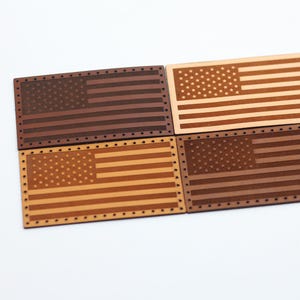 Läderlapp Kohudslapp Amerikansk flagglapp Lasergraverad lapp Taktisk lapp Militärlapp 2x3,5 tum