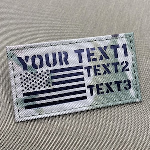 2x3.5inch US Flag with three Text Lines Custom Your Own Text Lasercut Patch customized IR Combat ID patch Military Patch