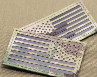 US Flagge Patch Amerika Flagge Patch Infrarot taktischer Patch Reflektierender Patch Laser cut Aufnäher - 3,5 in x 2 in