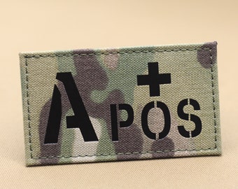 Blutgruppe Patch Medizinischer Patch IR Kampf ID Patch Militär Patch Infrarot taktischer Patch reflektierender Patch Laser geschnittene Patches - 3,5 in x 2 in