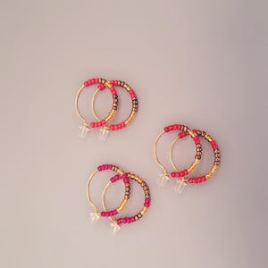 Colour Pop Mini Hoops | Seed Bead Gold‑Tone Earrings | Vibrant Party & Evening Style