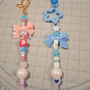 かわいいパステルバッグチャーム - ハート＆スタークリップキーリング