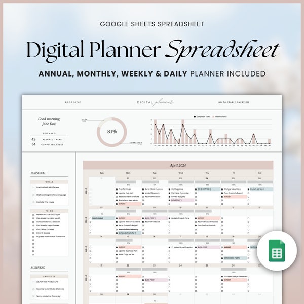 Daily Schedule Google Sheets Spreadsheet Planner, To Do List Spreadsheet Template, Weekly Planner 2024 Spreadsheet, Calendar Sheets Template