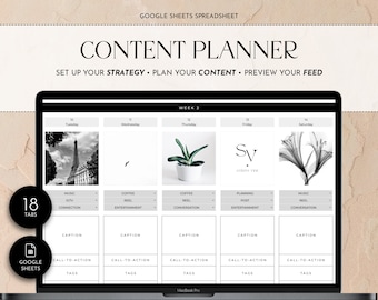 Social Media Content Planner | Google Sheets Template | Marketing Planner for Social Media Manager | Content Creator Planner | Digital File