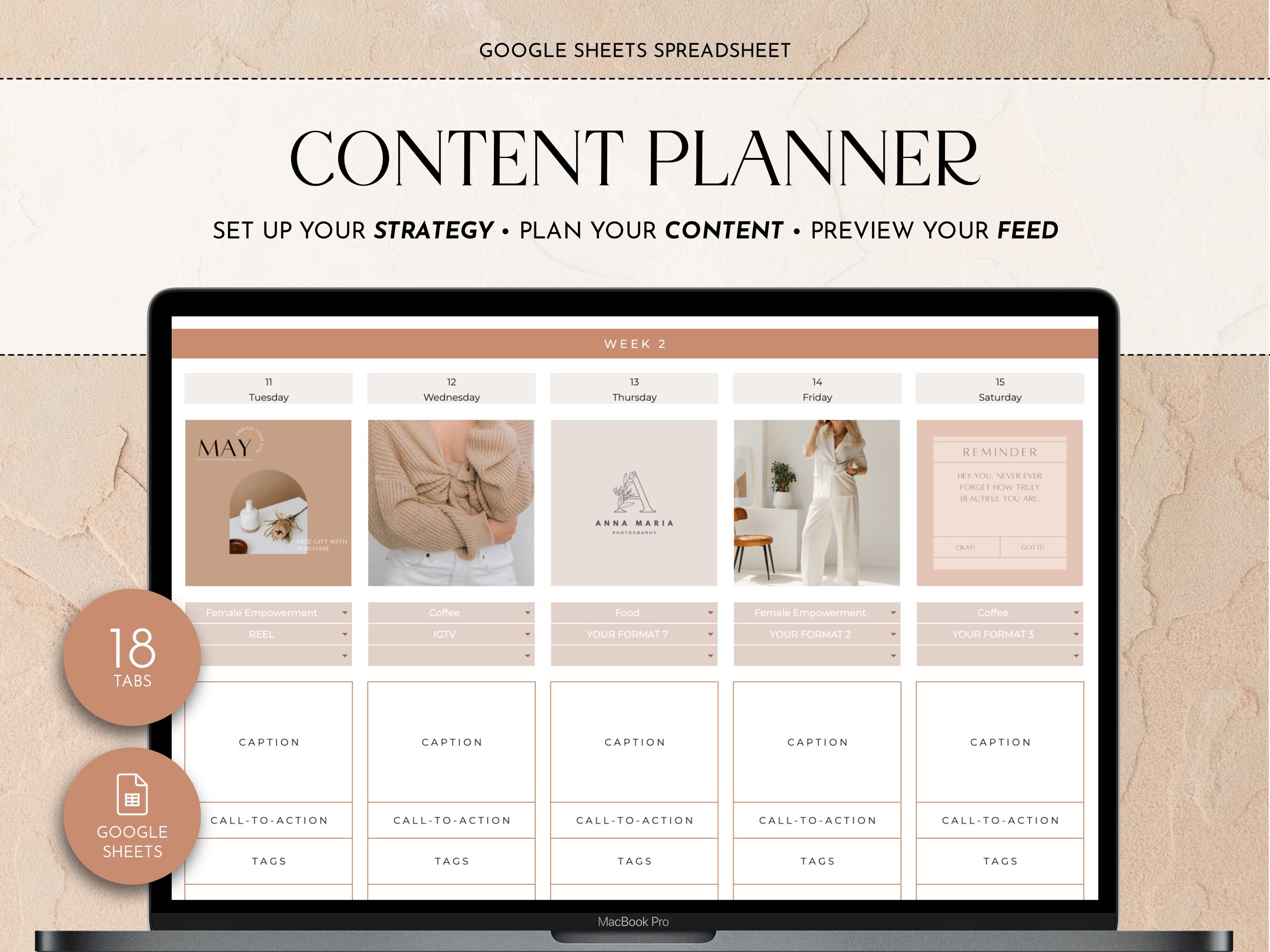 Social Media Planner Spreadsheet Content Calendar Etsy