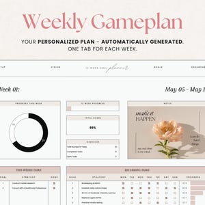12 Week Goals Planner Google Sheets Template, Vision Board (digital ...