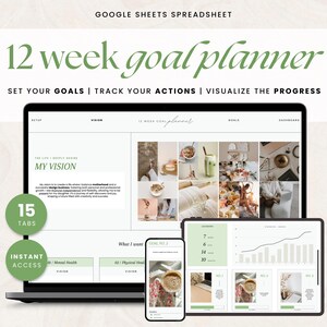 Goal Planning Spreadsheet 12 Week Template Google Sheets, Goal Tracker Spreadsheet, Quarterly Goals Planner Template, 90 Day Goal Planner