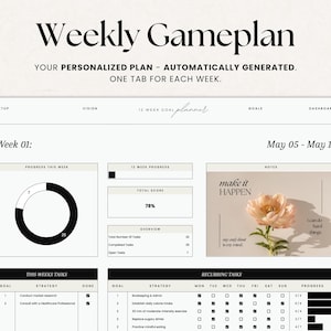 12 Week Goal Planner Google Sheets, Goal Tracker Spreadsheet, Quarterly Goals Planner Google Sheets Spreadsheet Template, 90 Day Planner afbeelding 6