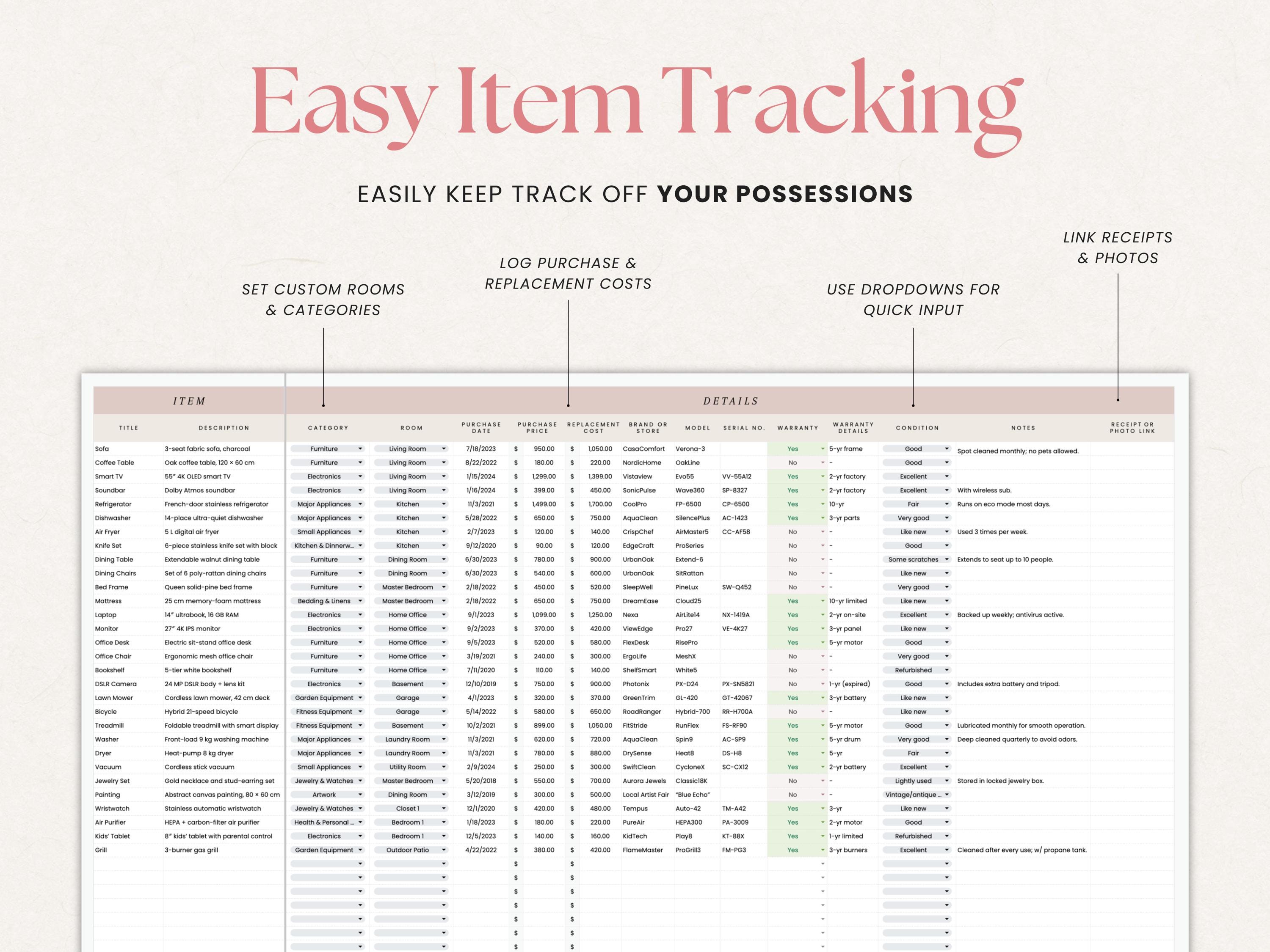 Home Inventory Tracker Spreadsheet Insurance, Google Sheets Inventory ...