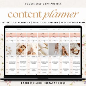 Content Planner Spreadsheet | Google Sheets Template | Social Media Manager | Tik Tok Planner | Aesthetic Planner | Instant Access
