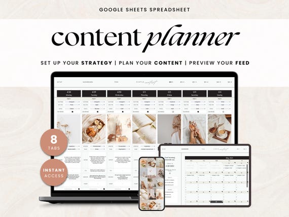 Content Planner Spreadsheet | Social Media Marketing (Digital File)