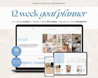 12-Week Goal Planner Spreadsheet: Google Sheets Productivity Template (Digital Download)