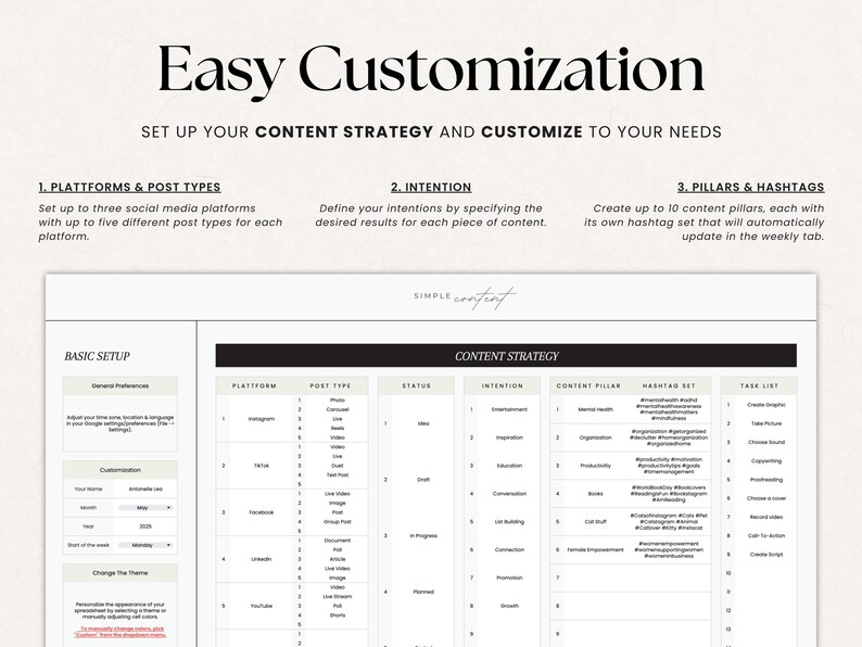 Content Planner Spreadsheet | Social Media Marketing (Digital File) image 3
