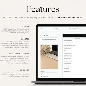12 Week Goal Planner Google Sheets, Goal Tracker Spreadsheet, Quarterly Goals Planner Google Sheets Spreadsheet Template, 90 Day Planner afbeelding 2
