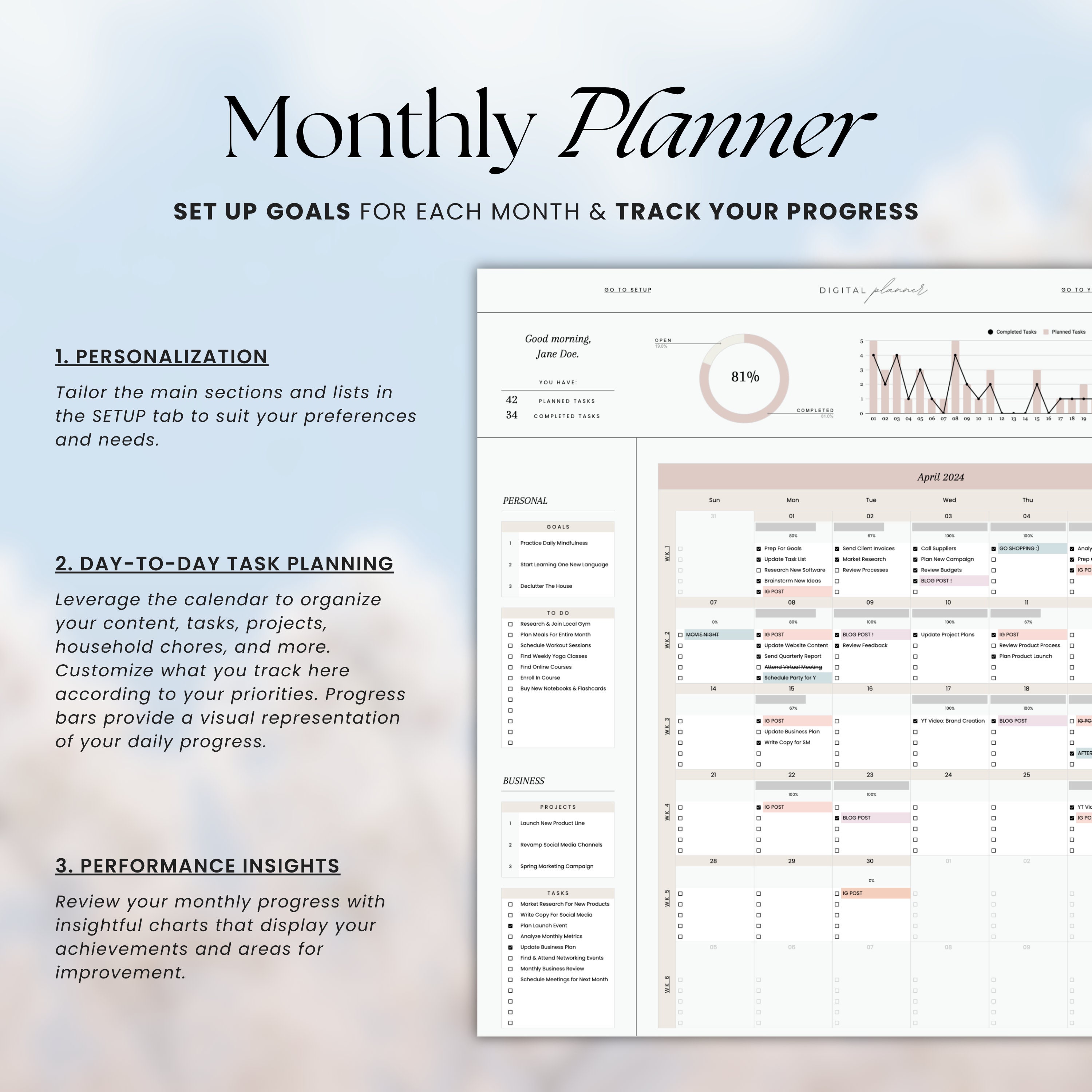 Daily Schedule Google Sheets Spreadsheet Planner, to Do List ...