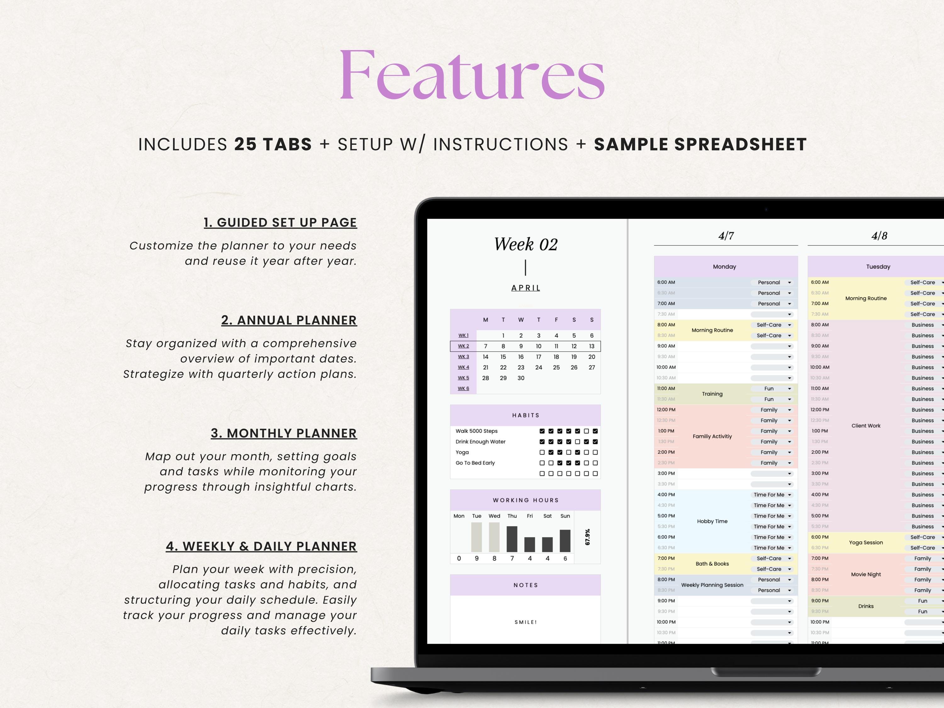 Google Sheets Digital Planner, Weekly Monthly Annual (digital Download ...
