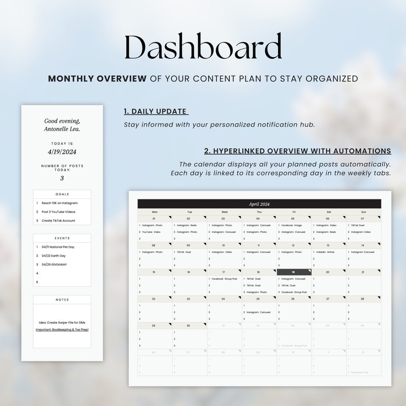 Social Media Content Calendar, Google Sheets Planner (Digital Download) image 7