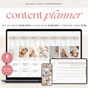 Social Media Planner Spreadsheet | Content Calendar | Instagram Planner | Monthly Content Planner | Social Media Tracker | Instant Access