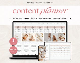 Social Media Planner Spreadsheet | Content Calendar | Instagram Planner | Monthly Content Planner | Social Media Tracker | Instant Access