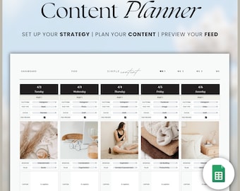 Social Media Content Calendar, Google Sheets Planner (Digital Download)