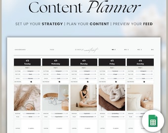 Social Media Planner Spreadsheet, Content Kalender, Instagram Planner, Maandelijkse Content Planner, Social Media Tracker, Google Spreadsheets-sjabloon