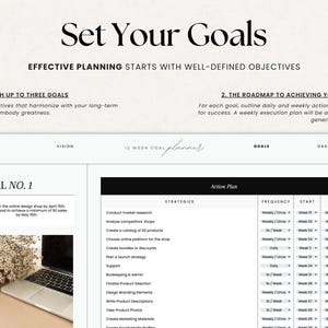 12 Week Goal Planner Google Sheets, Goal Tracker Spreadsheet, Quarterly Goals Planner Google Sheets Spreadsheet Template, 90 Day Planner afbeelding 4
