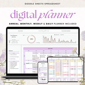 Planner giornaliero, settimanale, mensile, digitale, Google Fogli, annuale, elenco di cose da fare giornaliere, modello di foglio di calcolo per la pianificazione giornaliera