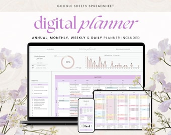 Google Sheets Digital Planner, Weekly Monthly Annual (Digital Download)