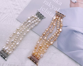 Irregular Pearl apple watch band, Beaded Apple Watch Strap, Iwatch Series ULTRA 8 7 6 5 4 3 2 1 SE Unisex