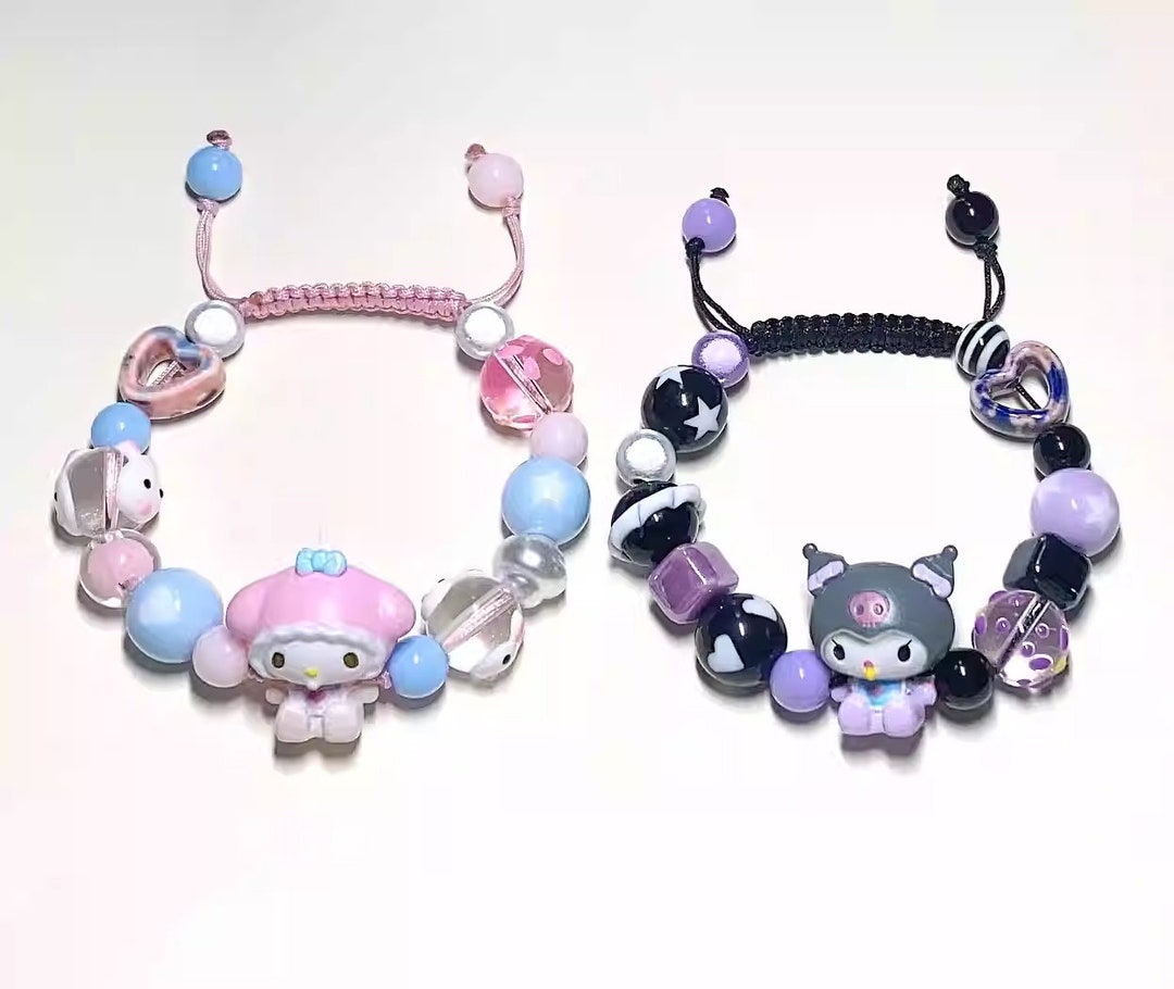 Kuromi Beaded Bracelet Cute Kuromi Beaded Bracelet Woven Etsy