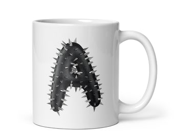 Spiked Leather Letters Alphabet Initial Mug - Monogram Coffee / Tea  Mug - Birthday & Christmas Gifts for Punks, Goths, Metalheads