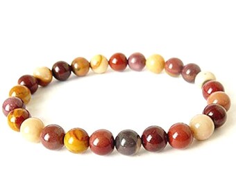 Natural Mookaite Crystal Stone Bracelet for Unisex Adult 8 mm Bead Round Shape Meditation Healing Mens Women Yoga Bracelet