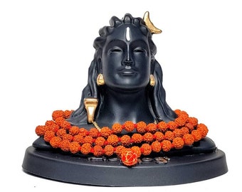 Adiyogi Shiva Statue, with Rudraksha Mala Black,1 Piece Idols  Decorative Showpiece for Car Dashboard,Home Decoration & Gifting Purpose