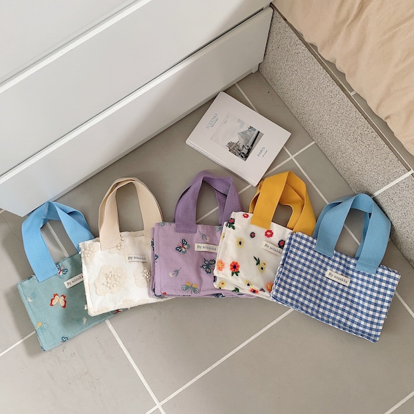 Borsa minimalista giapponese fatta a mano, Borsa di tela, Borsa per il pranzo, Borsa per la spesa riciclabile, Borsa per il trasporto, Borsa per il trucco, Regali per lei, Personalizzabile