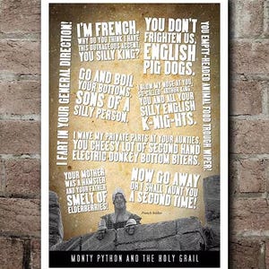 Monty Python & The Holy Grail FRENCH SOLDIER "TAUNTS" Quotes Poster (12"x18")