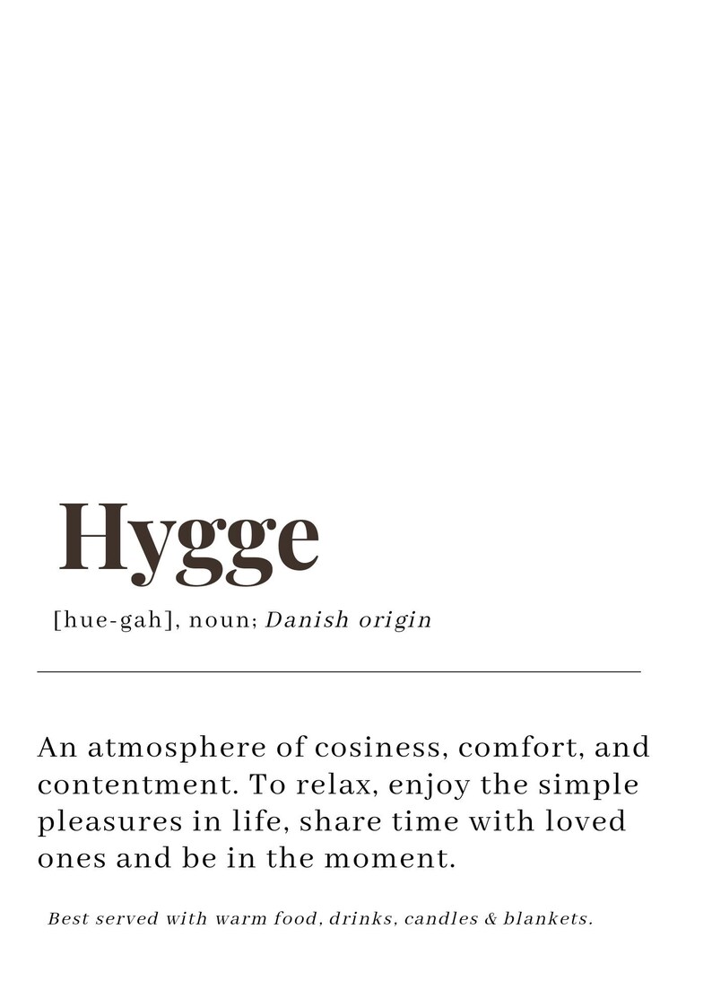 Hygge Definition Print Dictionary Artwork Nordic Print Etsy