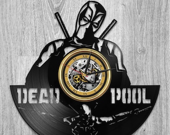 Deadpool Vinyl Record Handmade Wall Clock Original Decor For Dorm Marvels Personnages Superhero Wall Art Mariage Cadeau Pour Couple